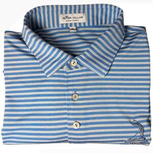 PETER MILLAR Crown Sport Summer Comfort Polo, Blue and Gray Stripe, Pinehurst, L